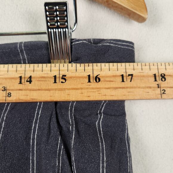 Wilfred Aritzia Paperbag Pants Women L Black Cream Striped Wide Leg Cropped - Picture 8 of 15